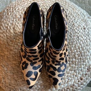 Calvin Klein Calf Hair Animal Print Heeled booties